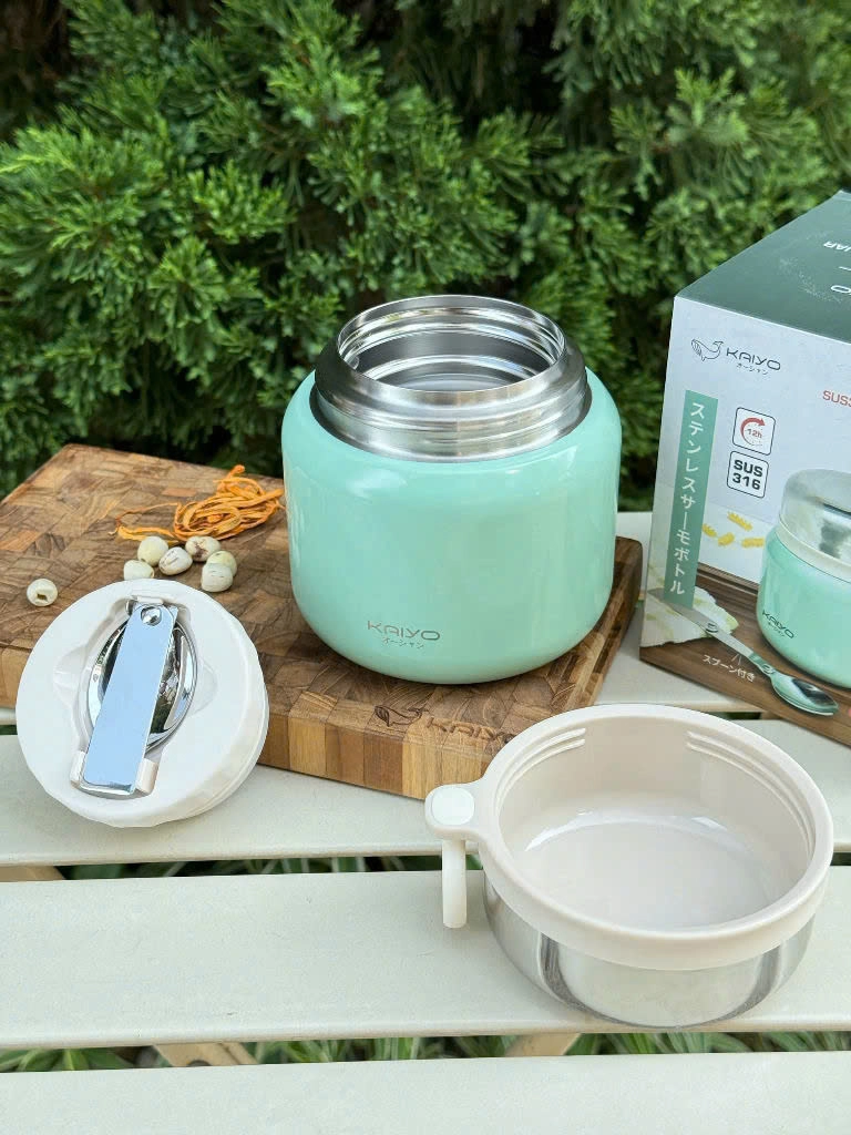 Bình ủ cháo Kaiyo dung tích 500ml, màu xanh mint KTJ-3987