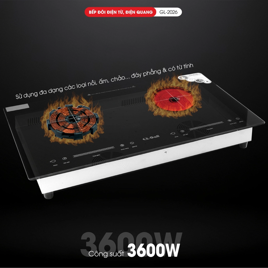 Bếp Điện Đôi / Từ & Quang Gali GL-2026
