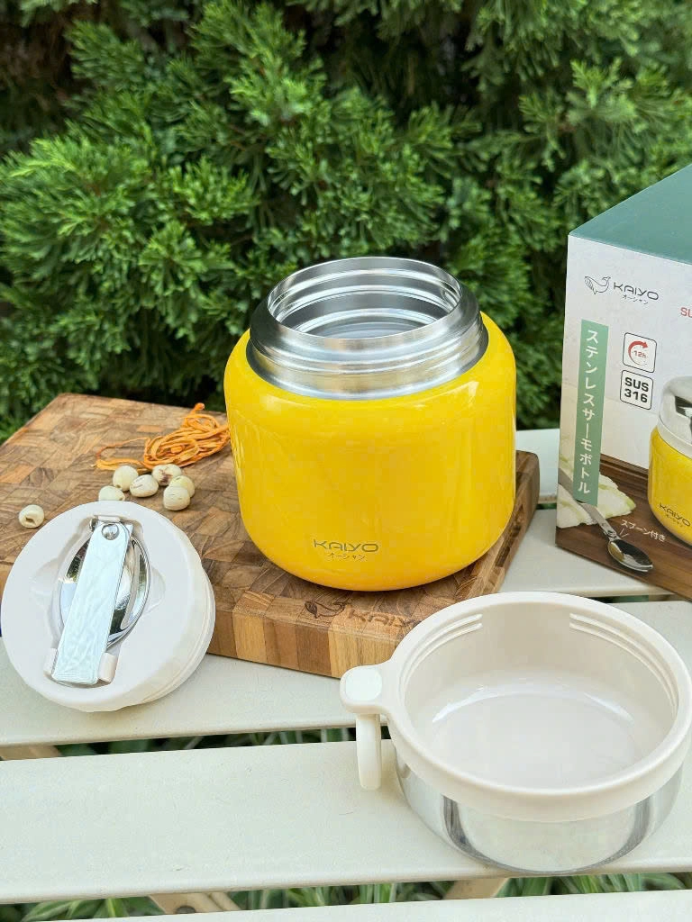Bình ủ cháo Kaiyo dung tích 500ml, màu vàng KTJ-3970