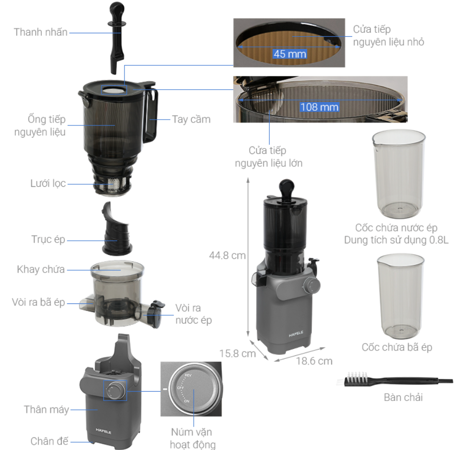 Máy Ép Chậm Trục Đứng Hafele HS-J108SG