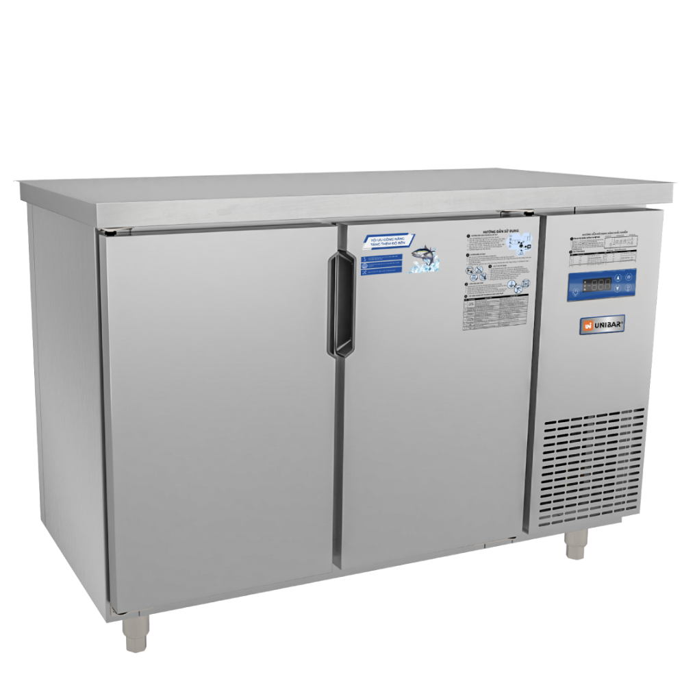 Tủ bàn mát quạt gió Unibar 2 cánh mở inox UB-2MI1260 1200x600x850mm