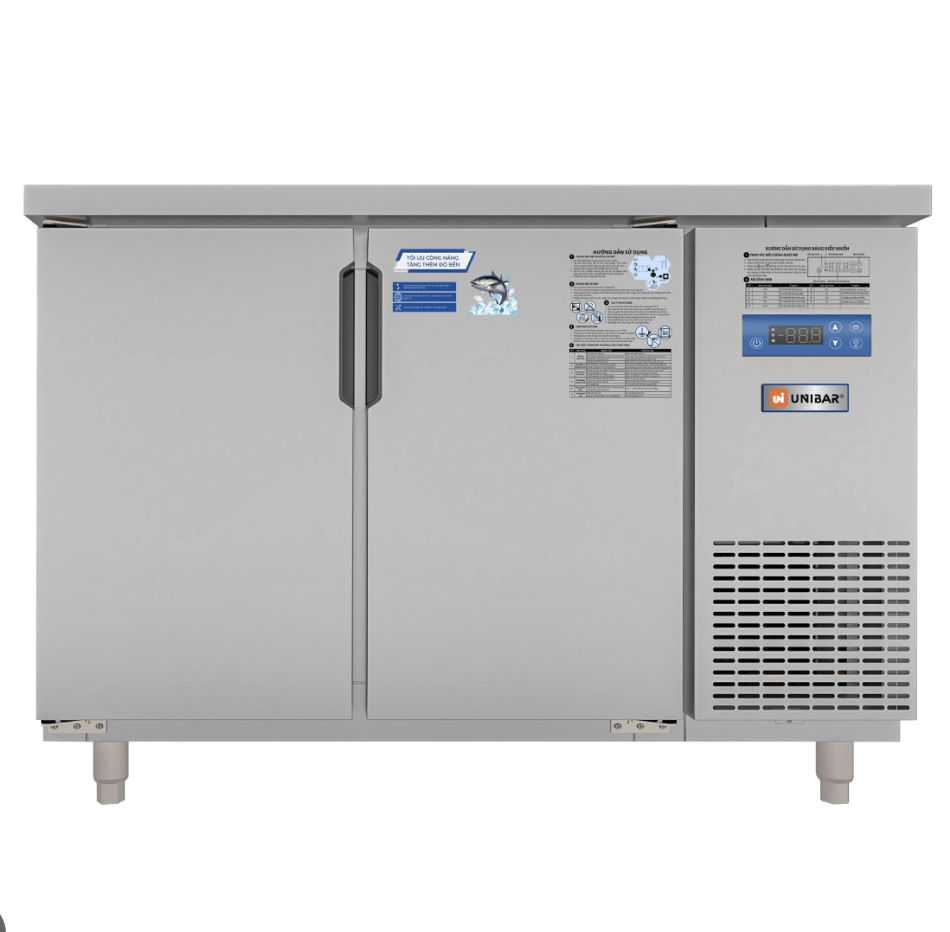 Tủ bàn mát quạt gió Unibar 2 cánh mở inox UB-2MI1275 1200x750x850mm