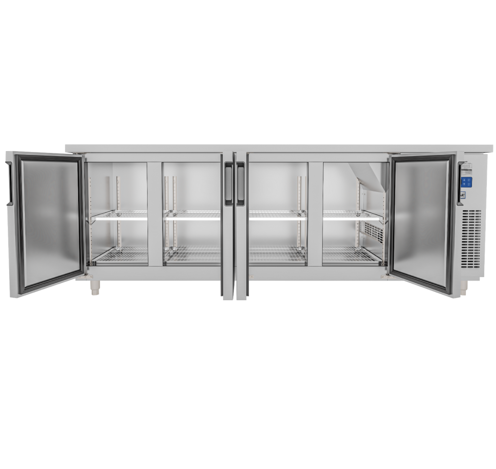 Tủ bàn mát quạt gió Unibar 4 cánh mở inox UB-4MI2275 2250x750x850mm