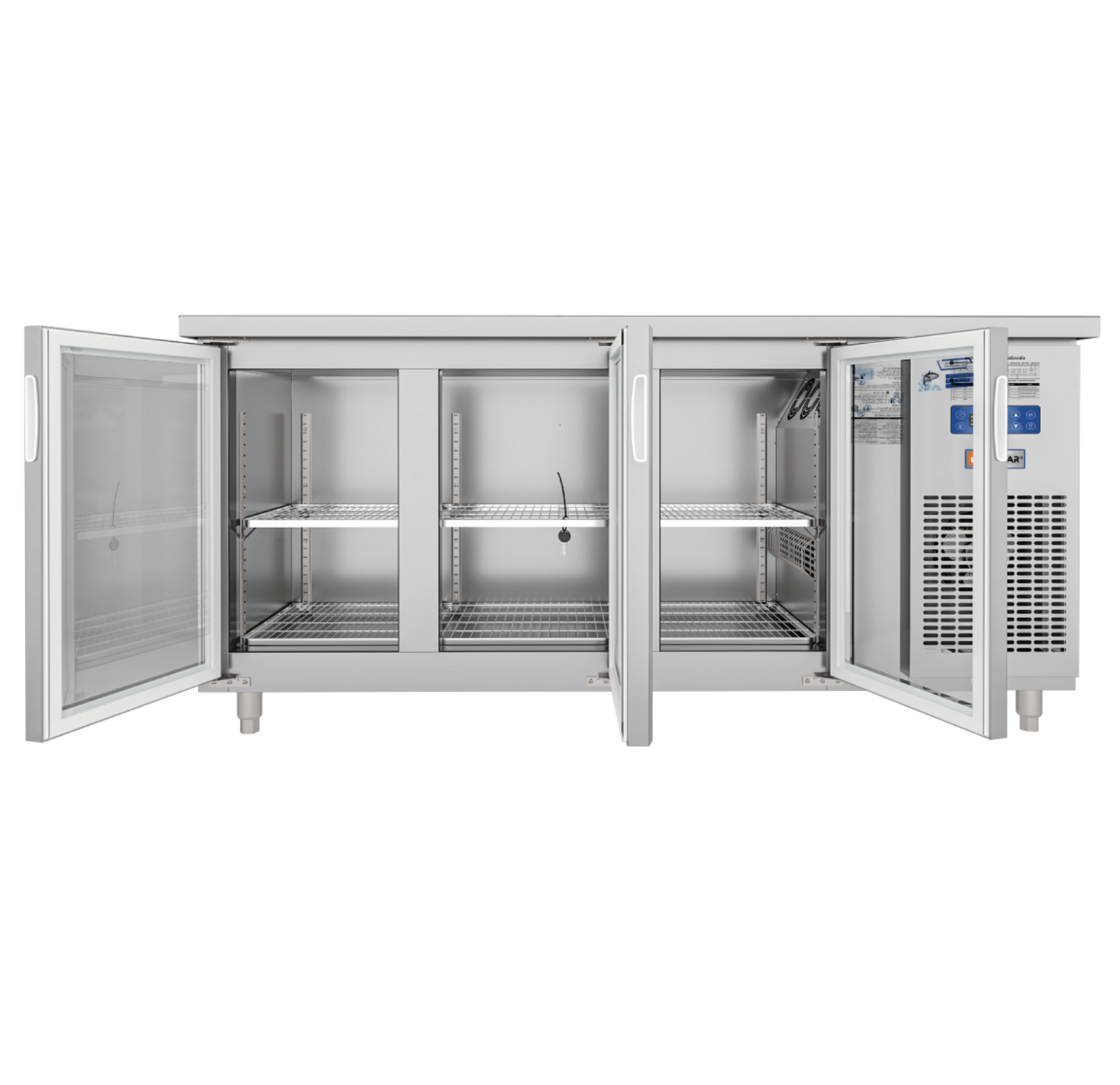 Tủ bàn mát quạt gió Unibar 3 cánh mở kính UB-3MK1875 1800x750x850mm