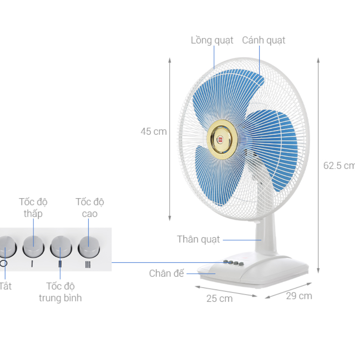 Quạt bàn KDK A40B (BL)