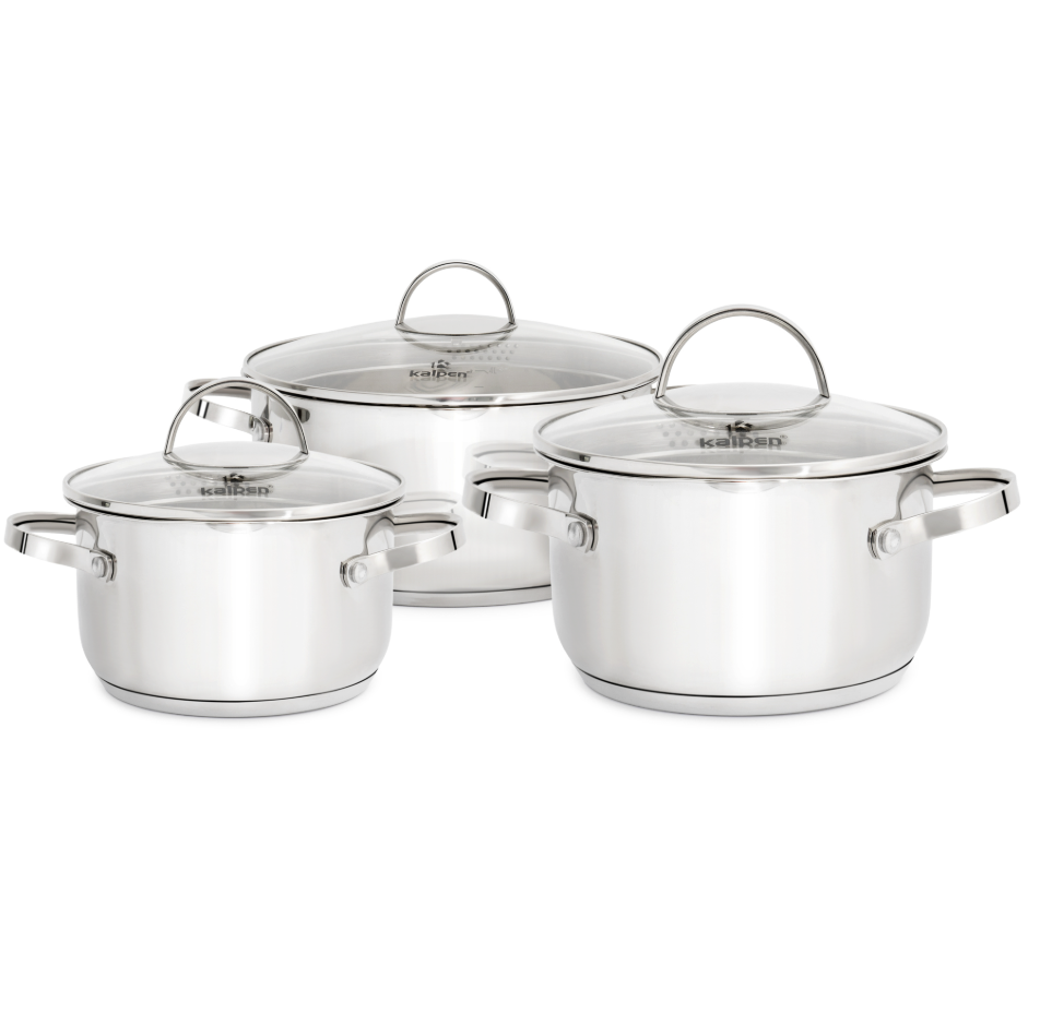 Bộ 3 nồi Inox 5 lớp đáy Kalpen Lermat L1Pro 16-20-24cm