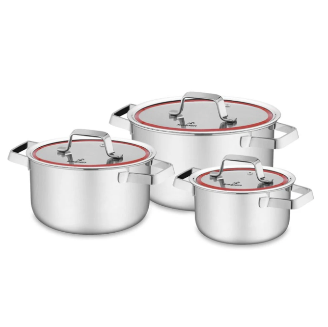 Bộ 3 nồi Inox 304 liền khối Kalpen Emer EM1