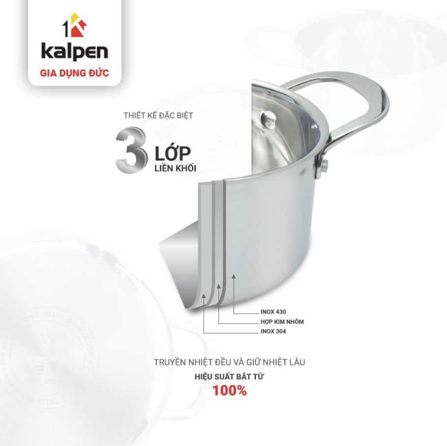 Nồi Inox 304 liền khối Kalpen Kazler KZ24