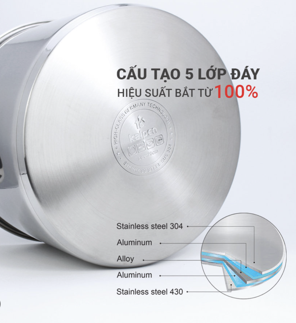 Nồi luộc gà Inox đáy 5 lớp Kalpen Lermat L30