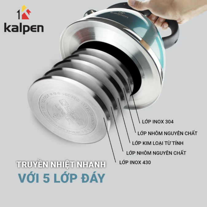 ẤM ĐUN NƯỚC INOX 5 LỚP ĐÁY KALPEN KK03