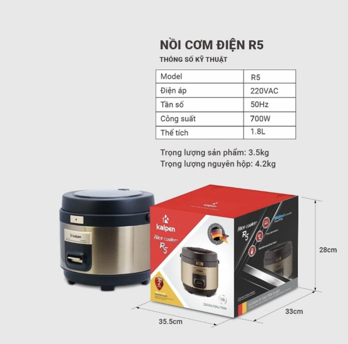 NỒI CƠM ĐIỆN Ủ ẤM 3D KALPEN R5