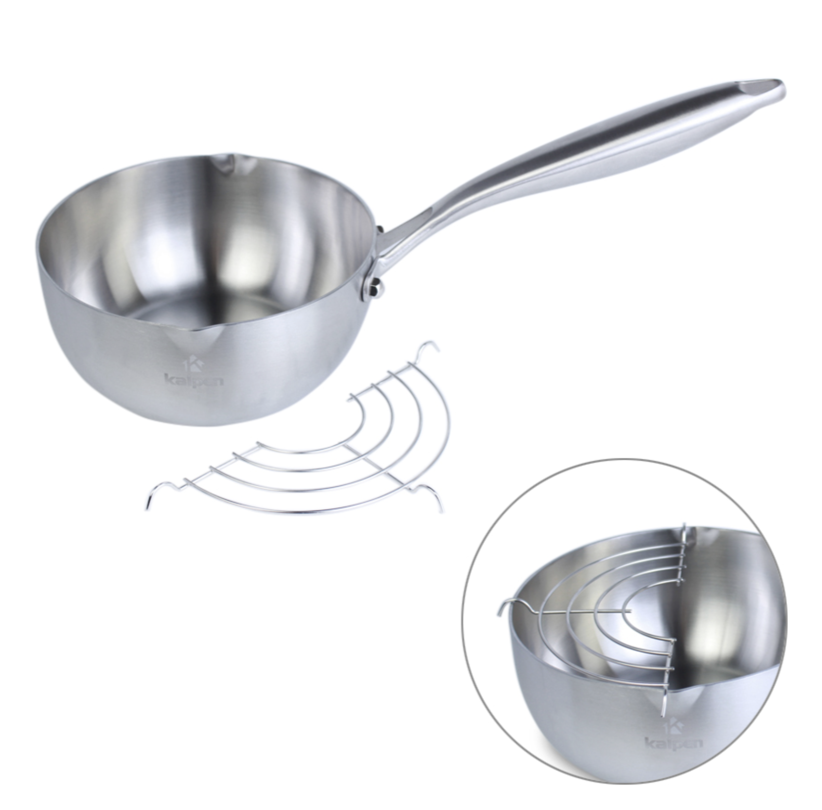 Chảo Inox 304 Liền Khối Miệng Rót Kalpen Lager LG18