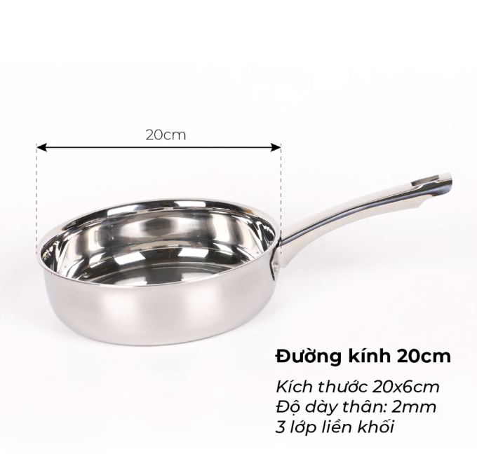 Chảo Inox 304 liền khối Kalpen Kazler OZ20-01