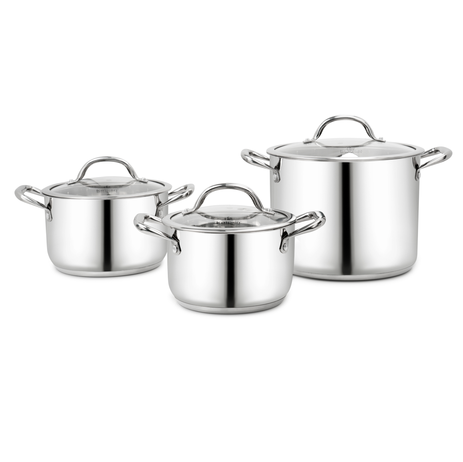 Bộ 3 nồi Inox 5 lớp đáy thành cao Kalpen Glanzer GL1 18-20-24cm
