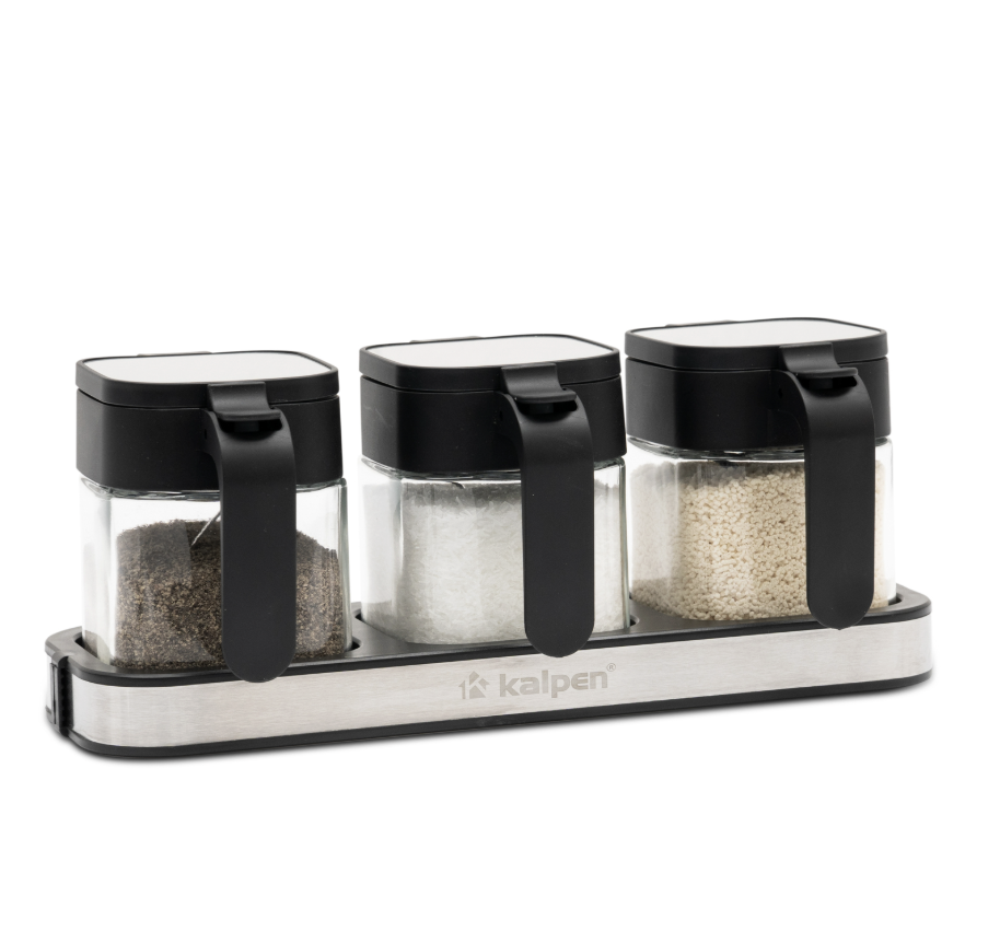 Bộ 3 hộp đựng gia vị thủy tinh Kalpen SB3