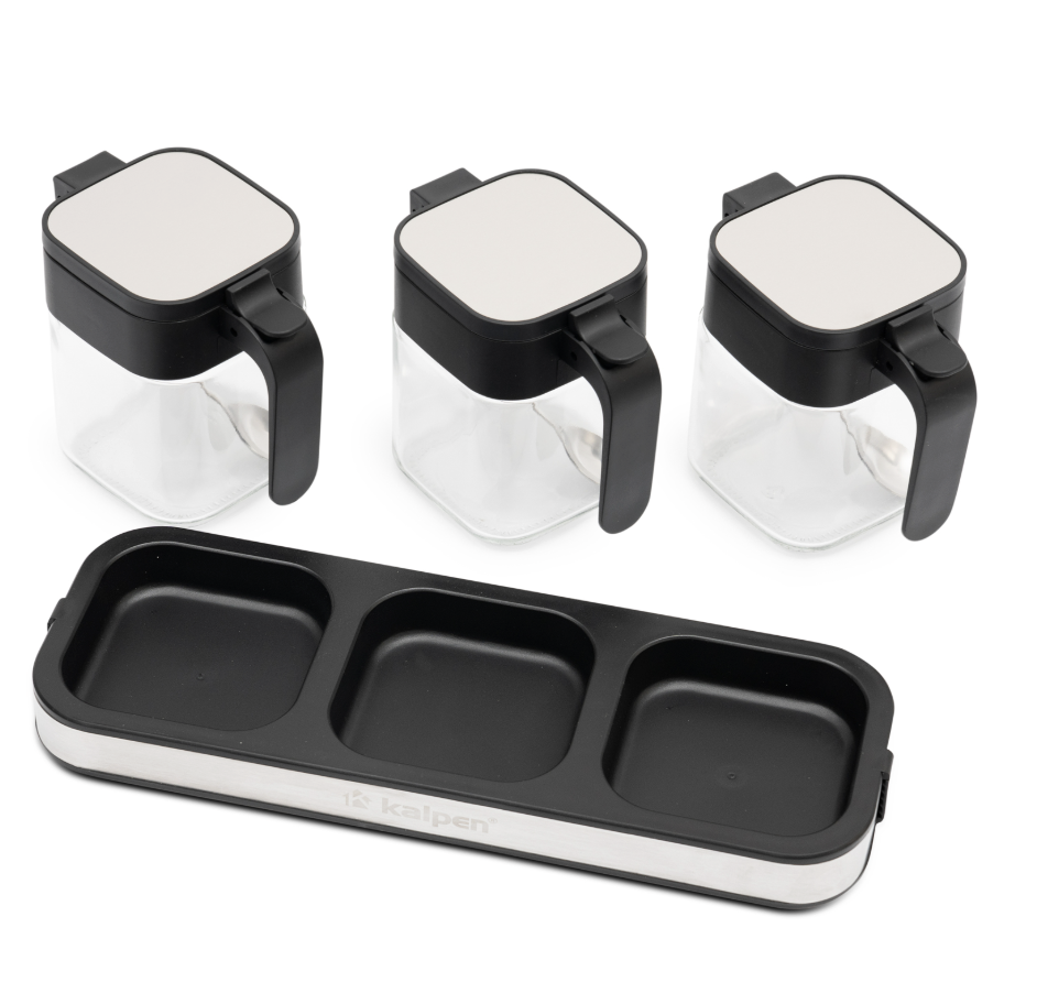 Bộ 3 hộp đựng gia vị thủy tinh Kalpen SB3