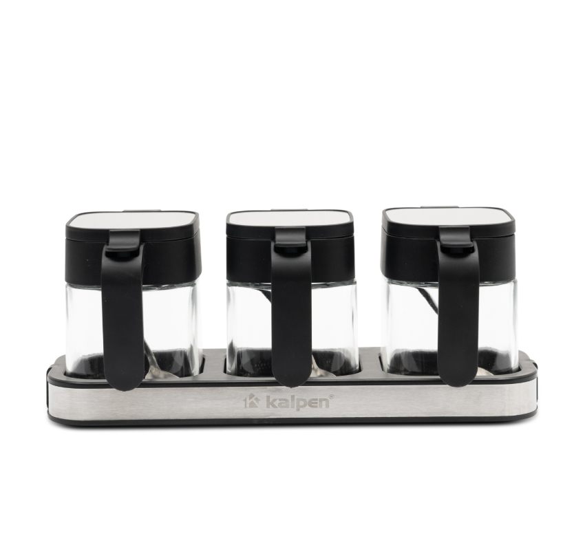 Bộ 3 hộp đựng gia vị thủy tinh Kalpen SB3
