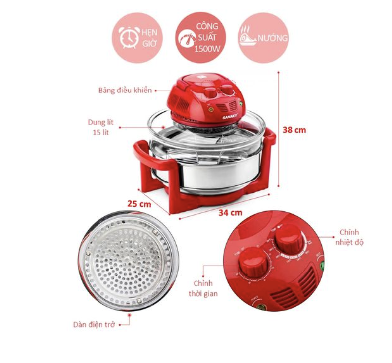 Lò Nướng Thủy Tinh Sanaky VH-158D