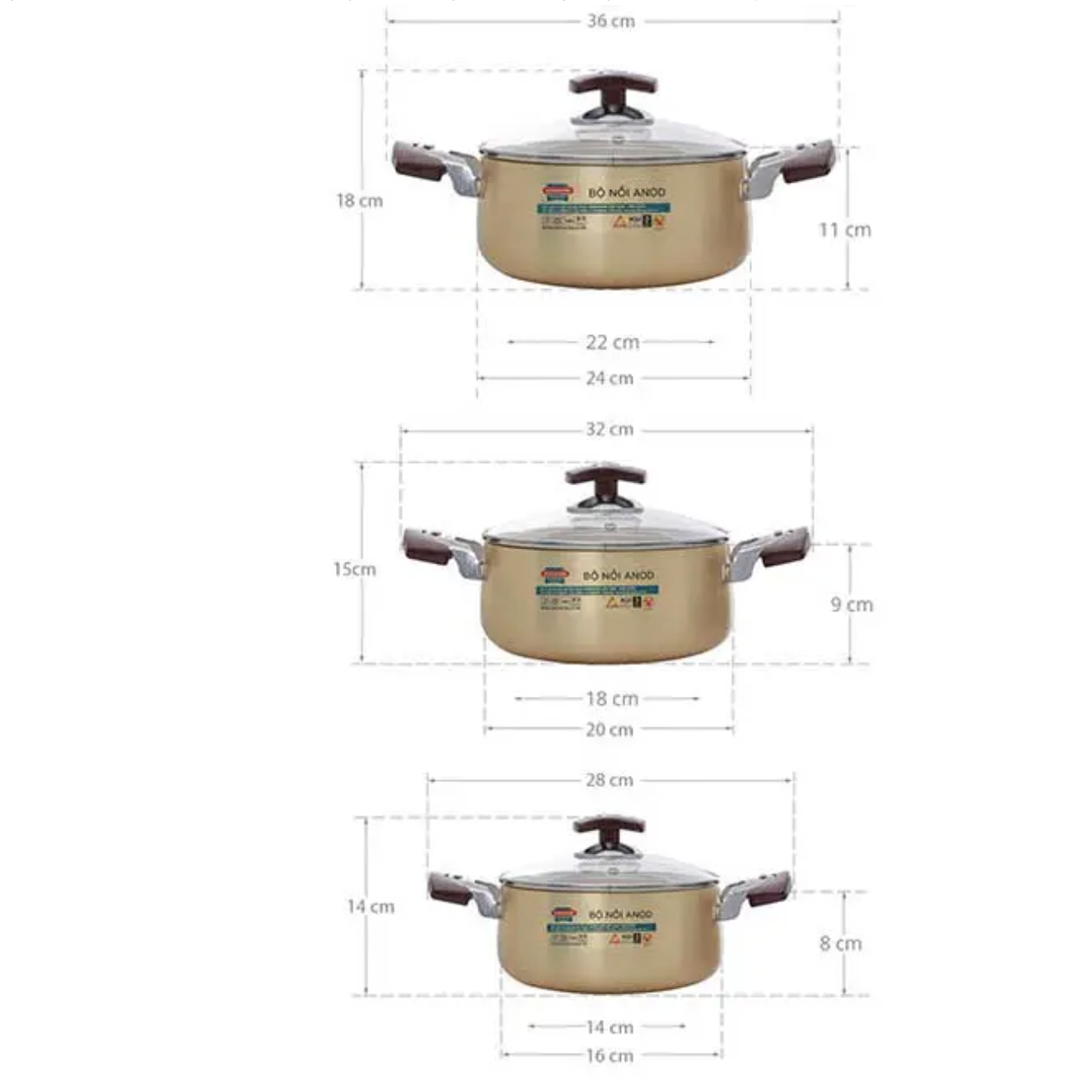 Bộ nồi Anod Sunhouse SH6634