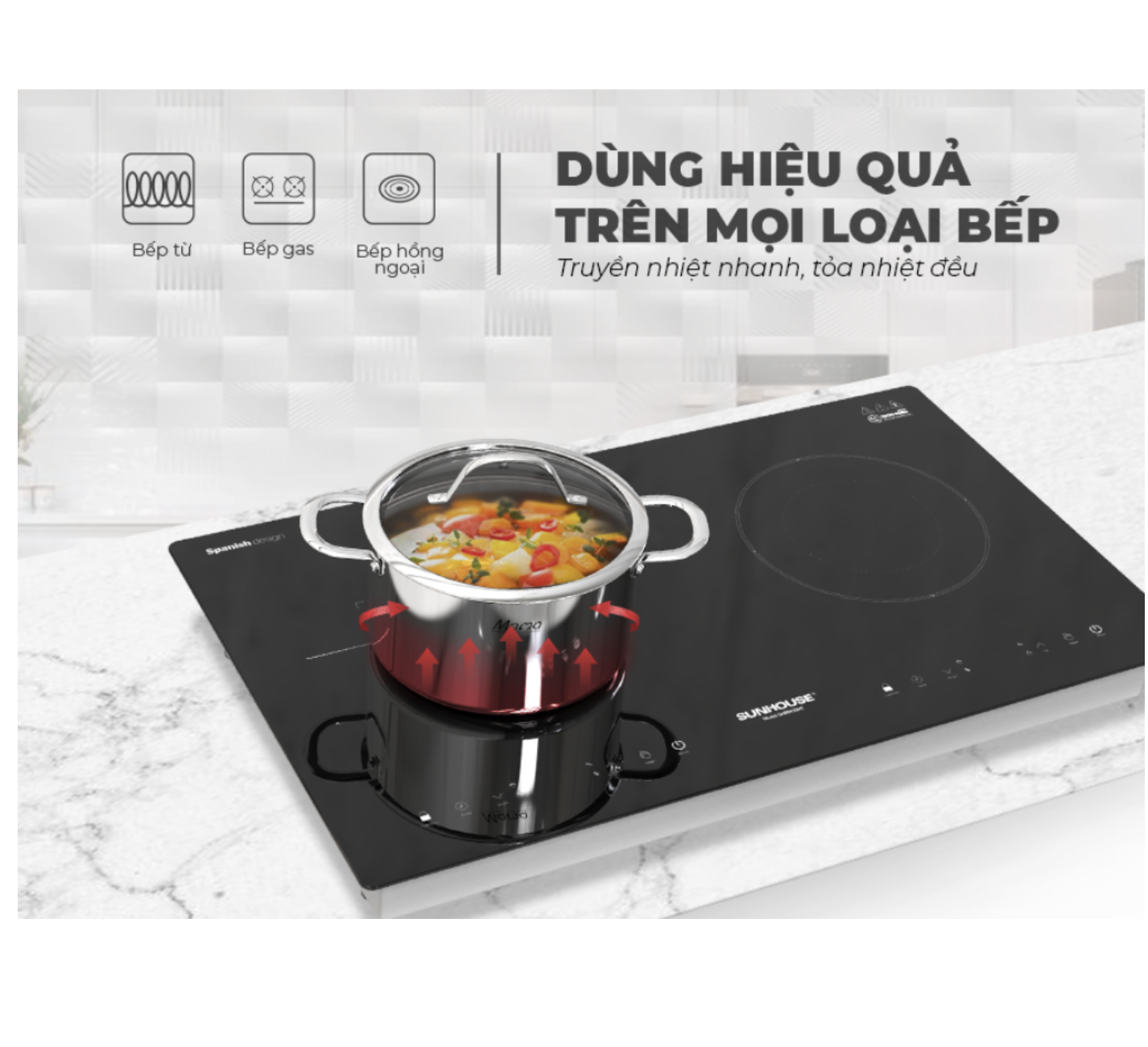 Bộ nồi inox đa lớp Sunhouse Mama SHG701