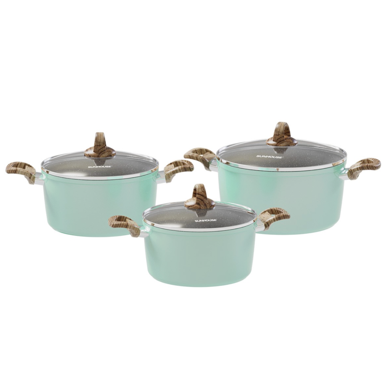Bộ nồi nhôm đúc chống dính vân đá đáy từ Sunhouse SHG7979MB