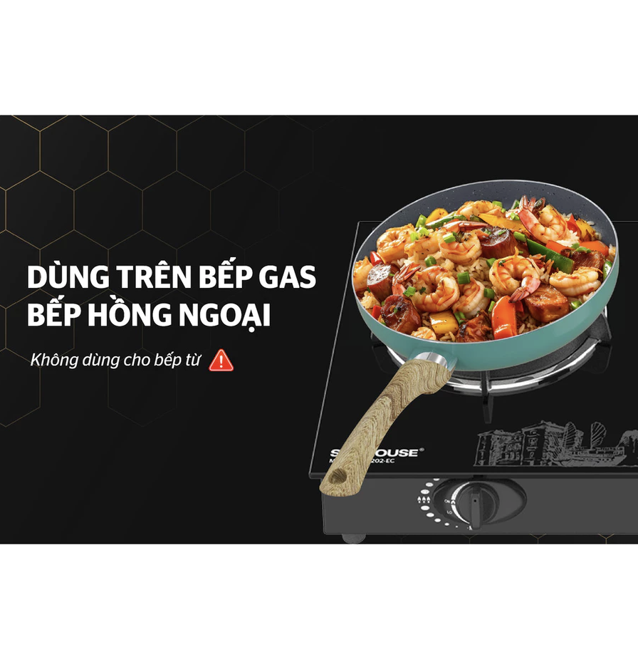 Chảo nhôm chống dính vân đá Sunhouse Clover CL28