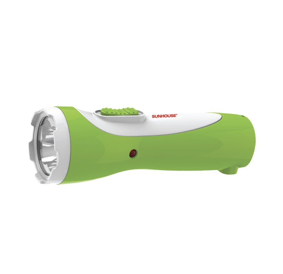 Đèn pin tay cầm Sunhouse SHE-4051 cỡ nhỏ trắng xanh lá