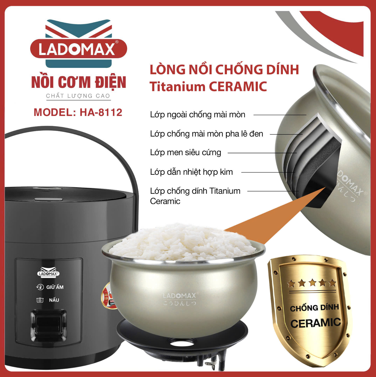 Nồi cơm điện Ladomax HA-8118