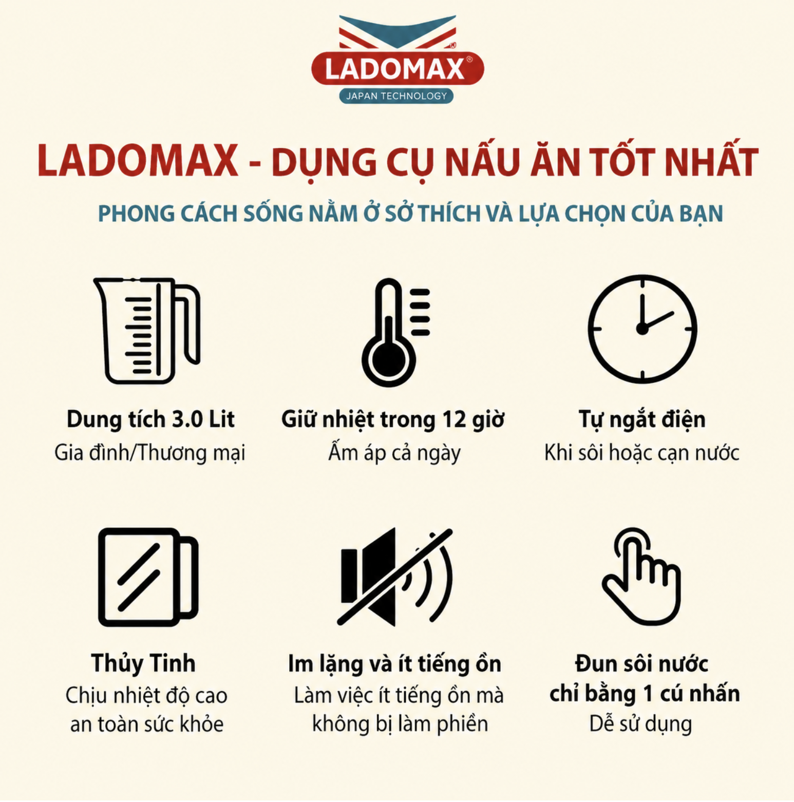 Bình thủy điện thông minh Ladomax HA-1630