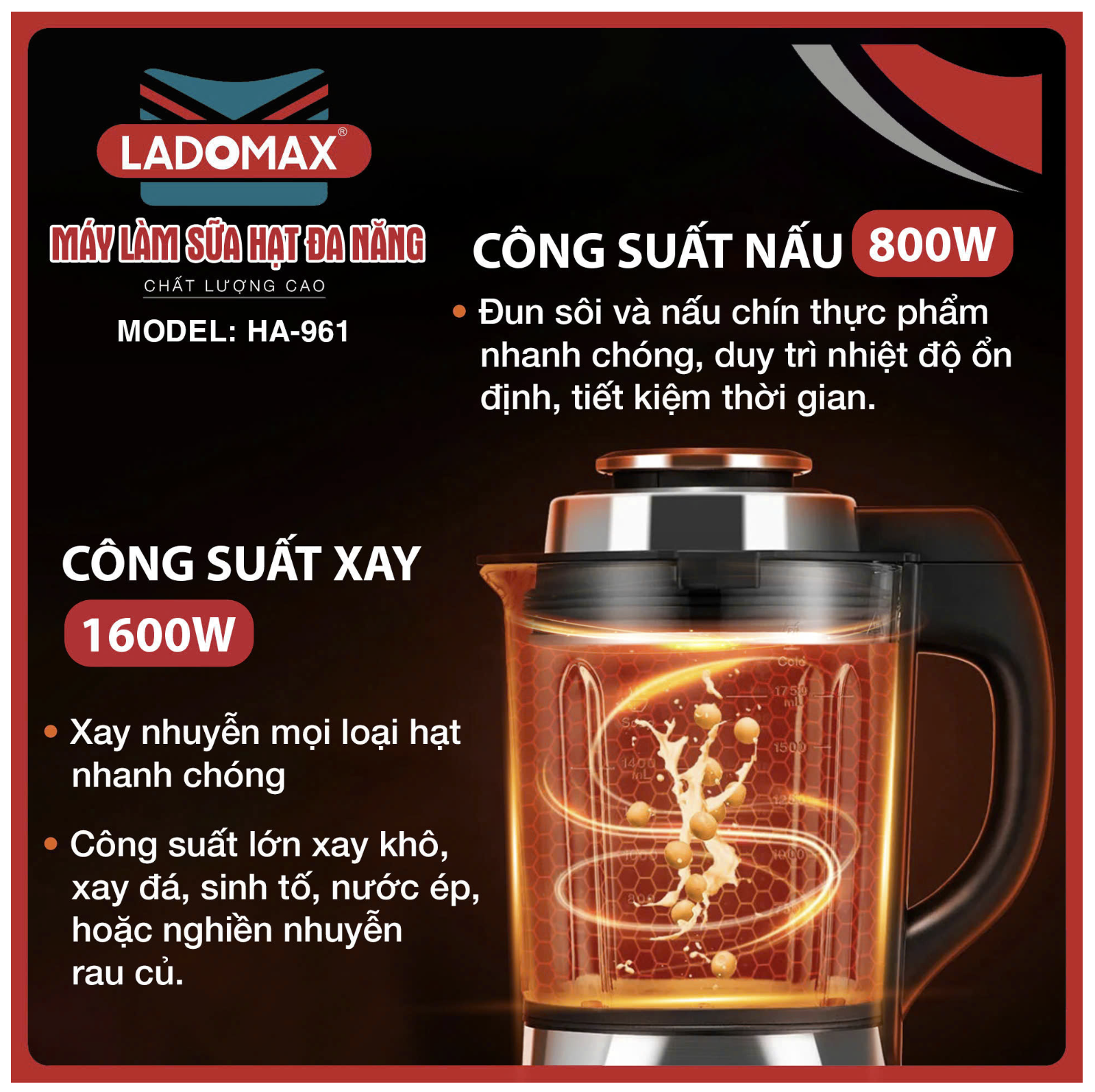 Máy làm sữa hạt Ladomax HA-961