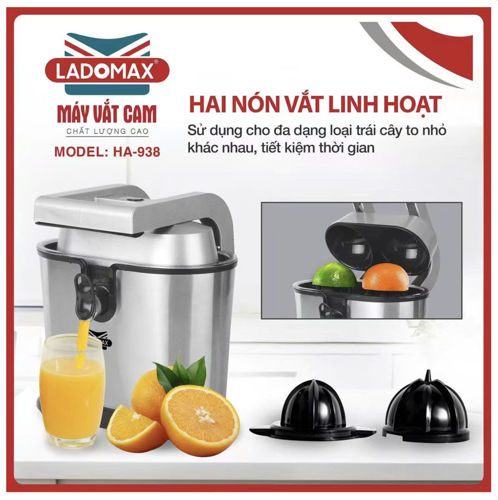 Máy vắt cam hai đầu Ladomax HA-938
