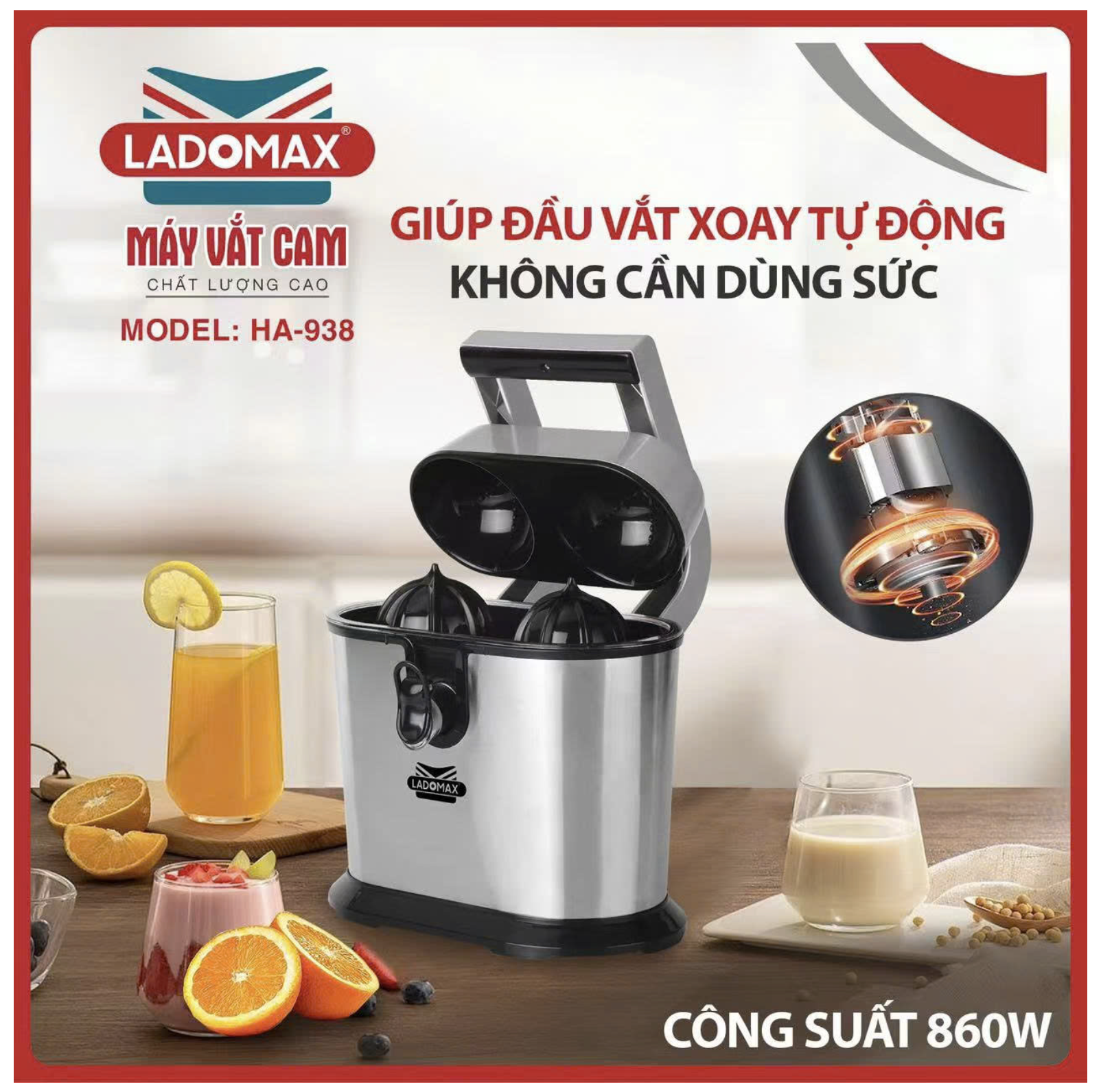 Máy vắt cam hai đầu Ladomax HA-938