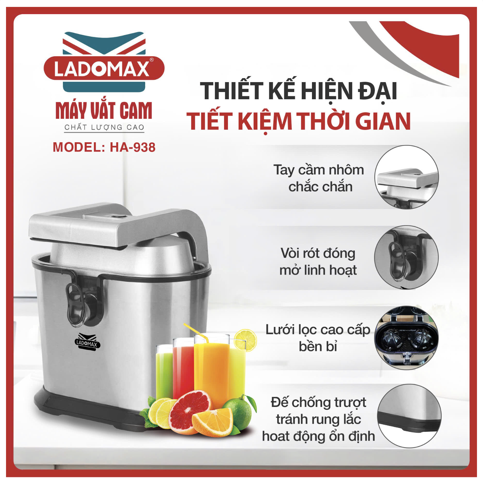Máy vắt cam hai đầu Ladomax HA-938