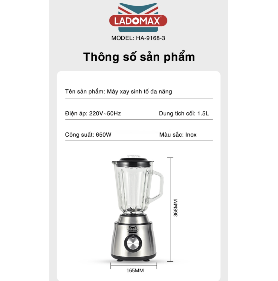 Máy xay sinh tố Ladomax HA-9168-3
