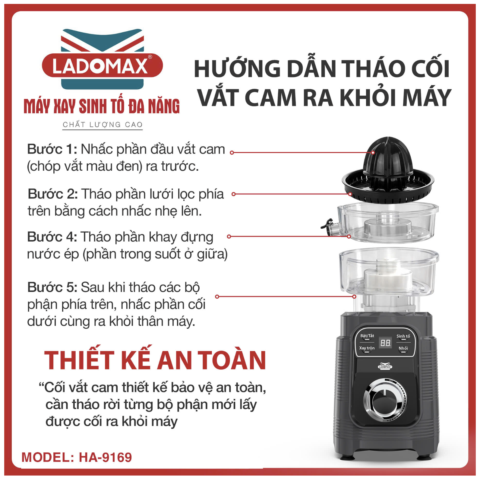Máy xay sinh tố đa năng 4 trong 1 Ladomax