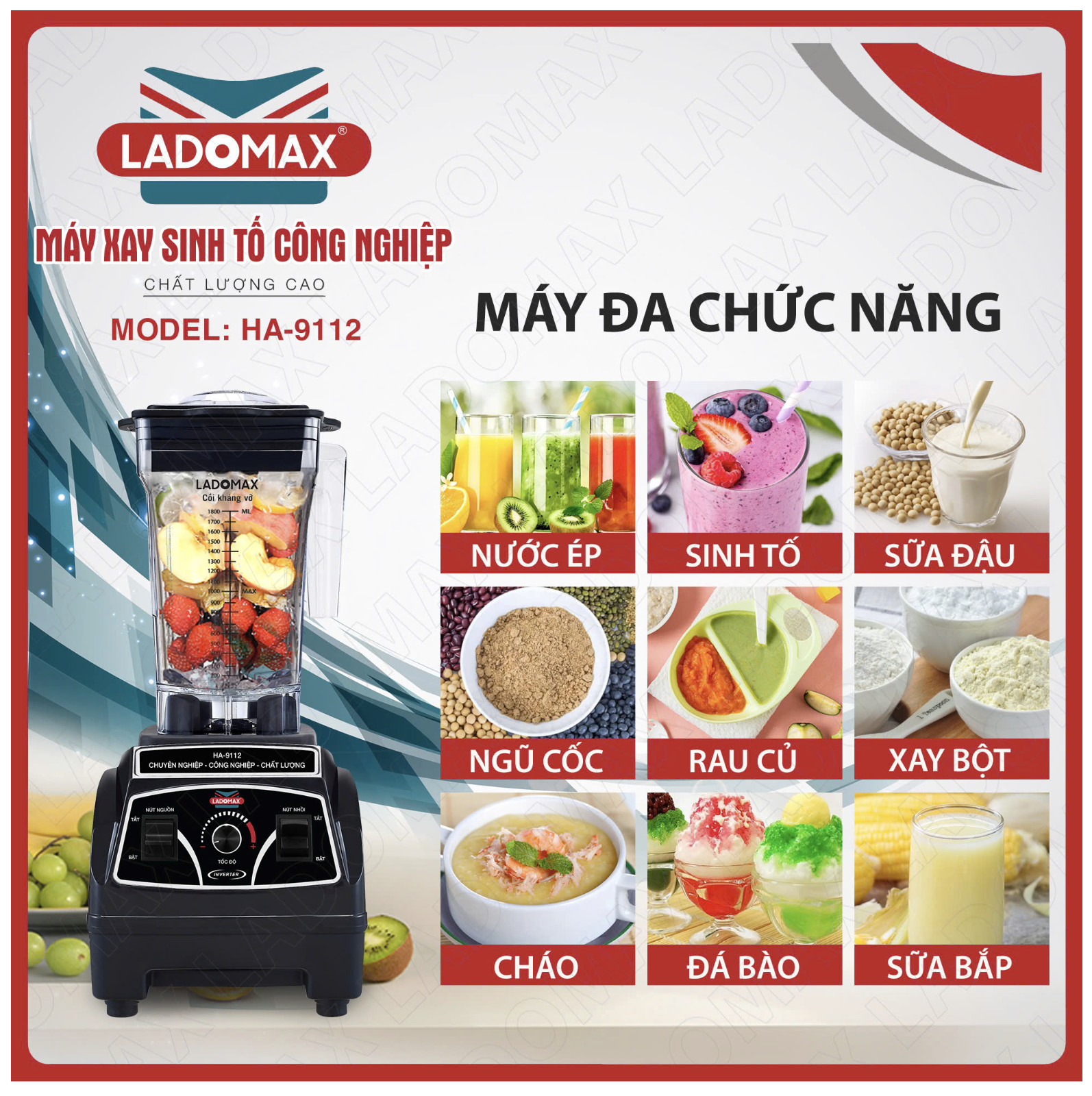 Máy xay sinh tố công nghiệp Ladomax HA-9113