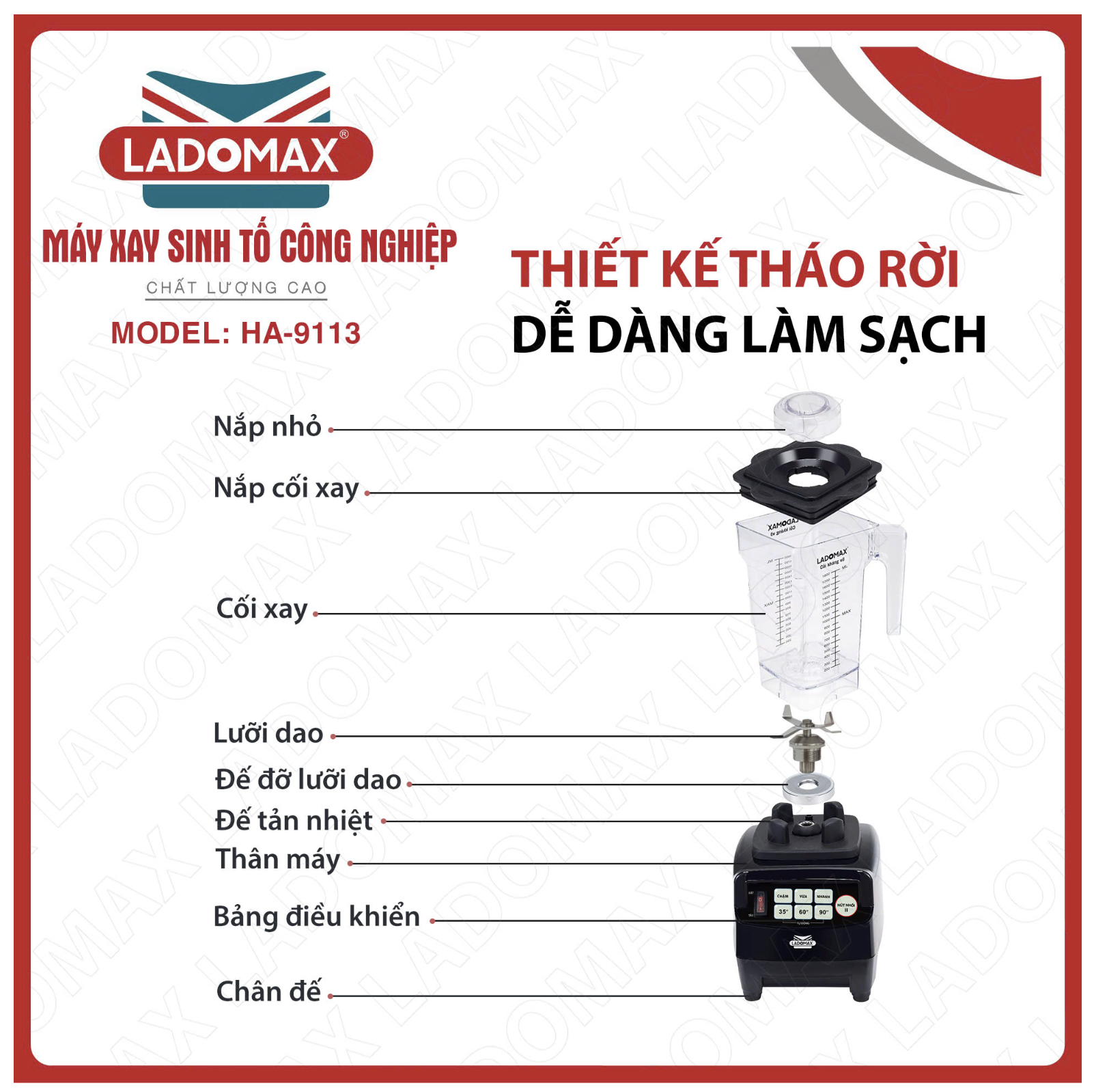 Máy xay sinh tố công nghiệp Ladomax HA-9113