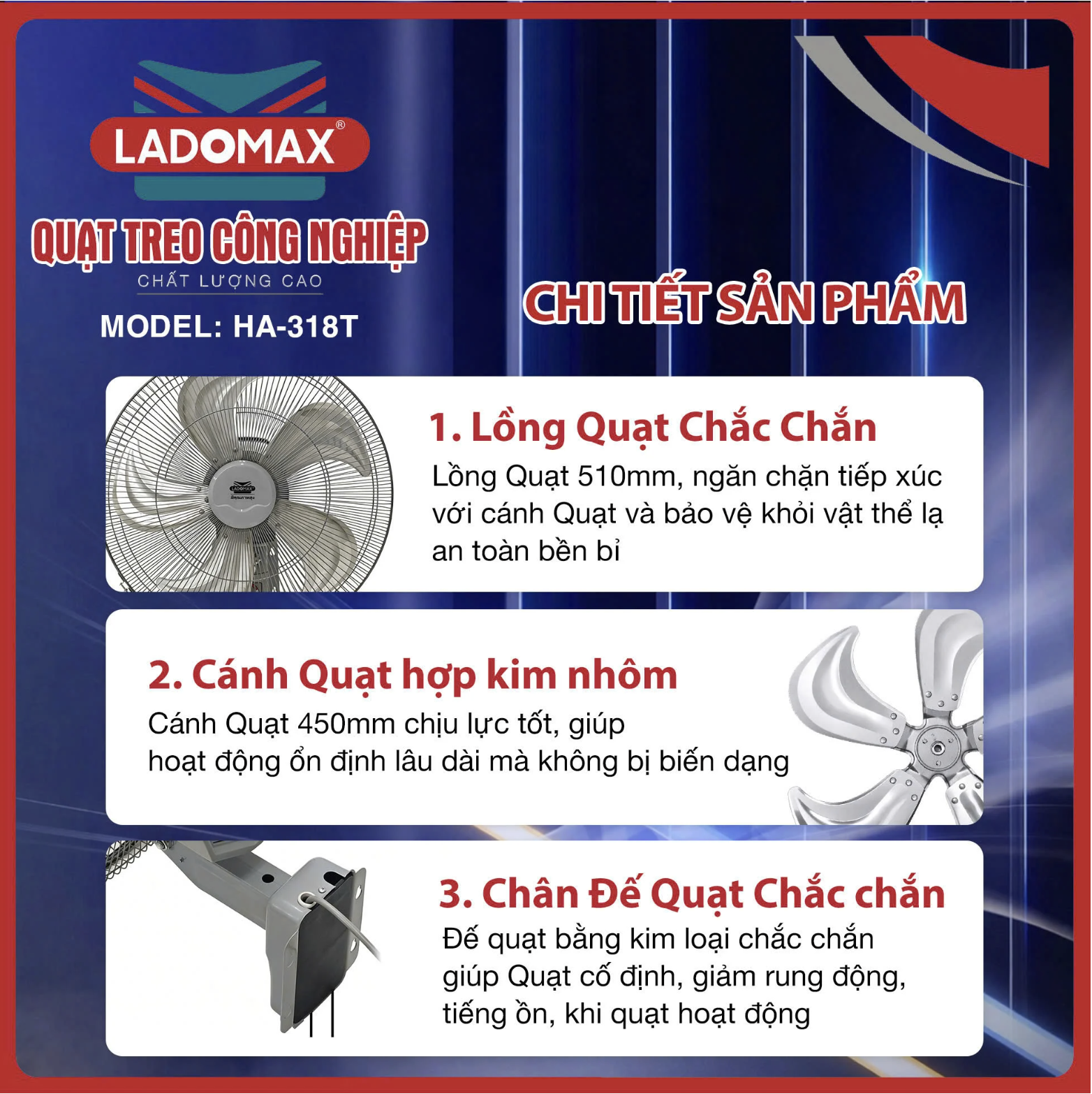 Quạt treo công nghiệp Ladomax HA-318T