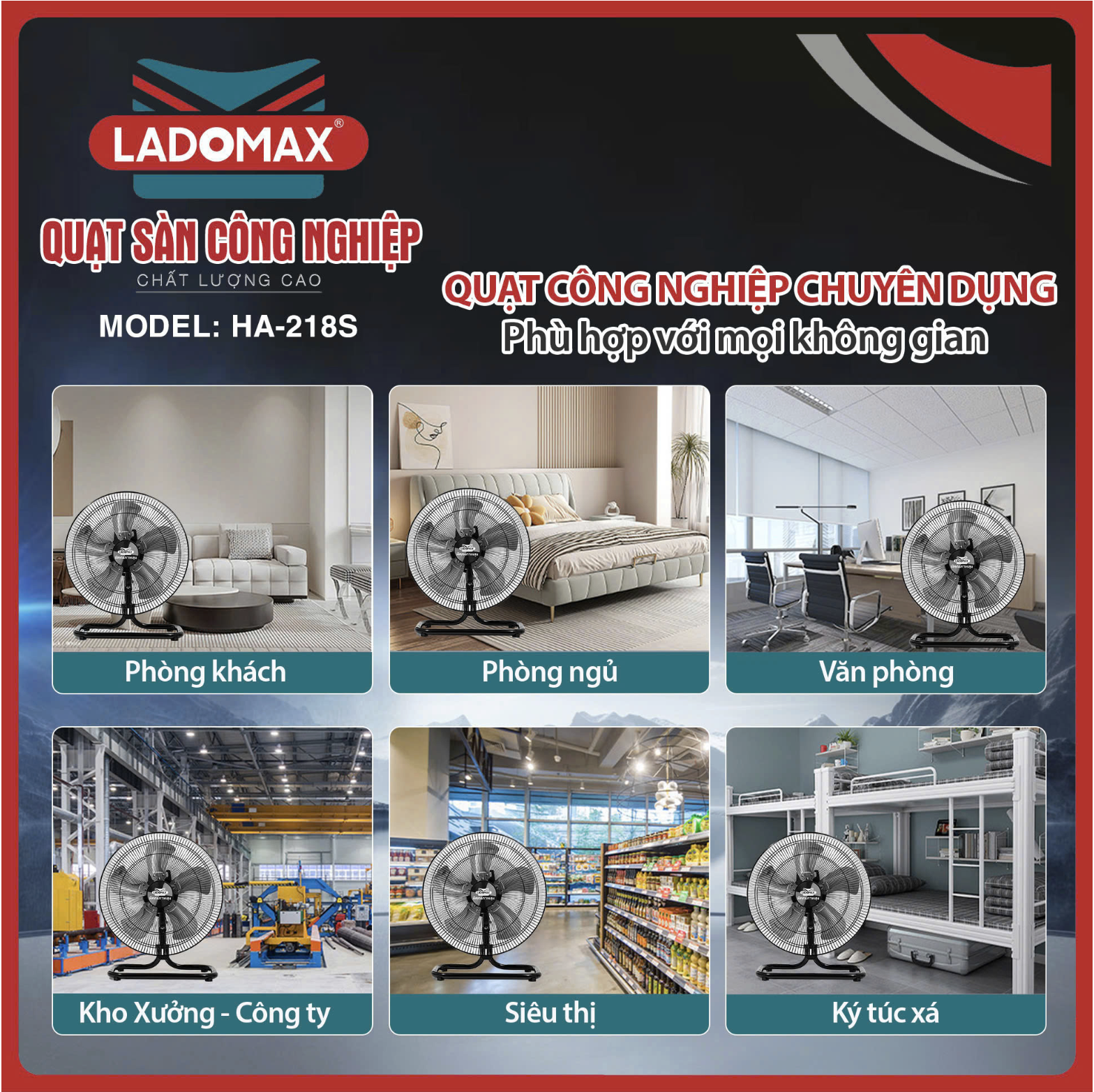 Quạt sàn công nghiệp Ladomax HA-218S
