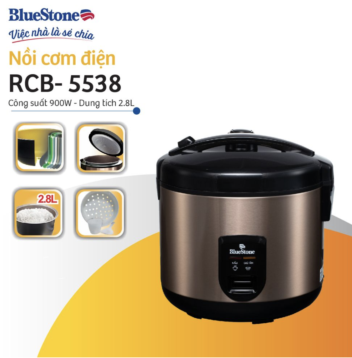 Nồi cơm điện BlueStone RCB-5538