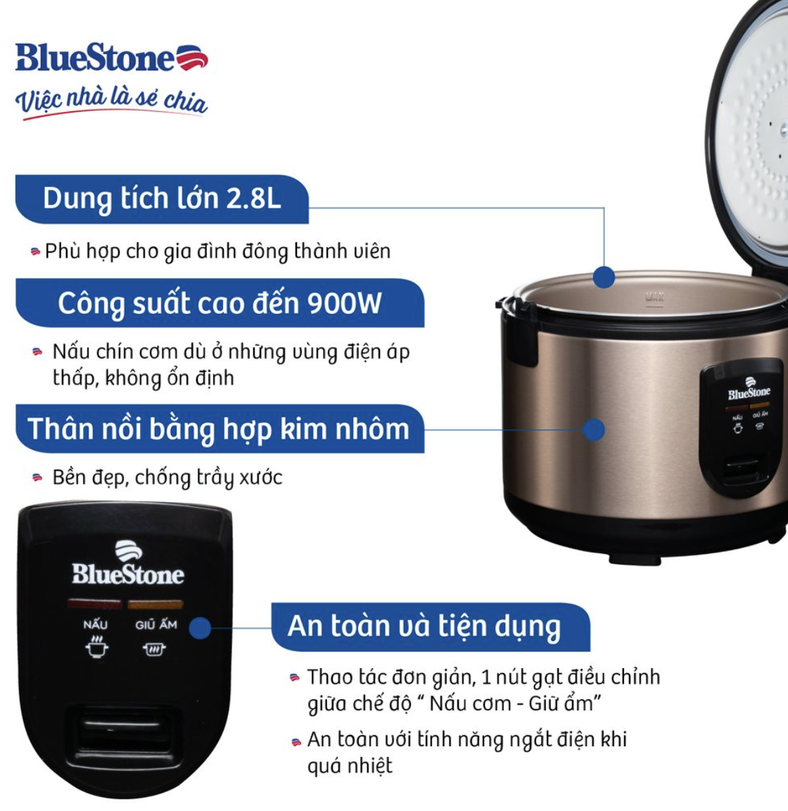 Nồi cơm điện BlueStone RCB-5538