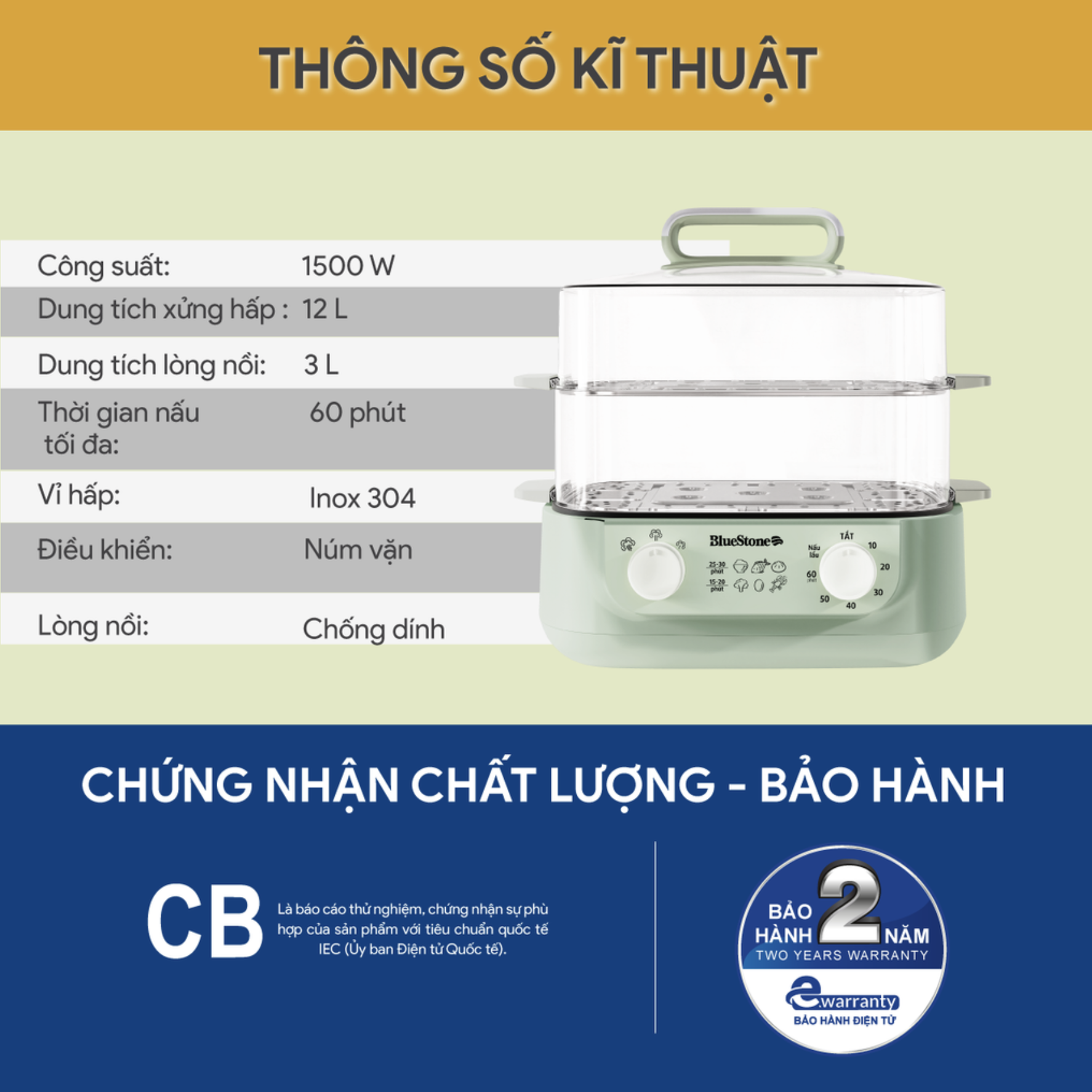 Nồi hấp đa năng BlueStone MPB-7235