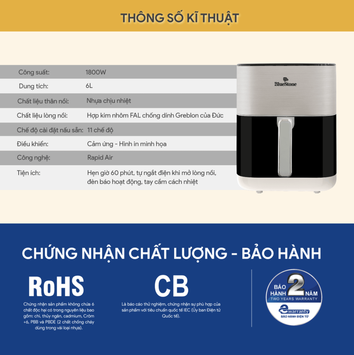 Nồi chiên không dầu BlueStone AFB-5867