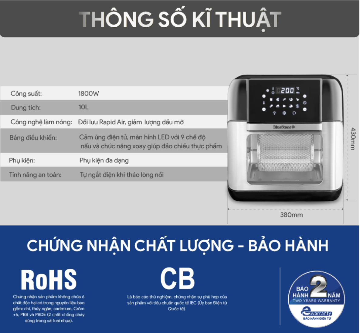 Nồi chiên không dầu BlueStone AFB-5888