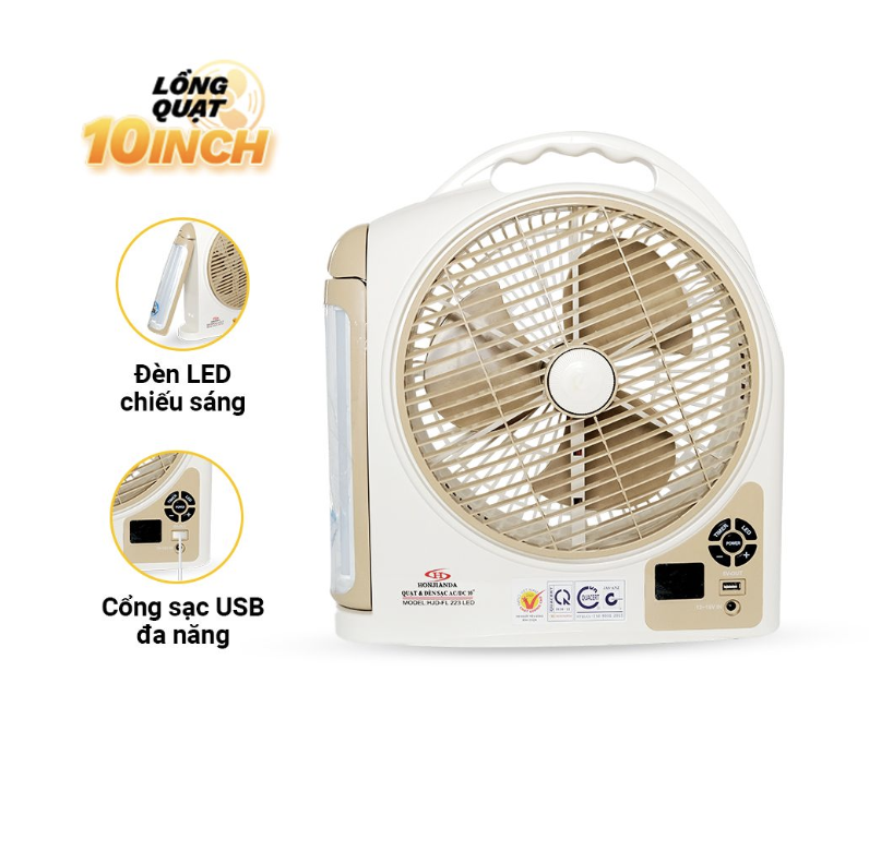 Quạt sạc Honjianda HJD-FL223 LED 2B