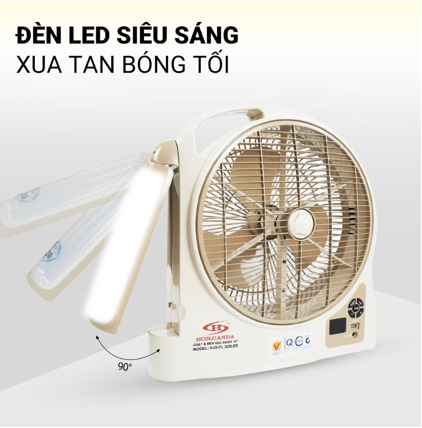 Quạt sạc Honjianda HJD-FL323 LED 1B