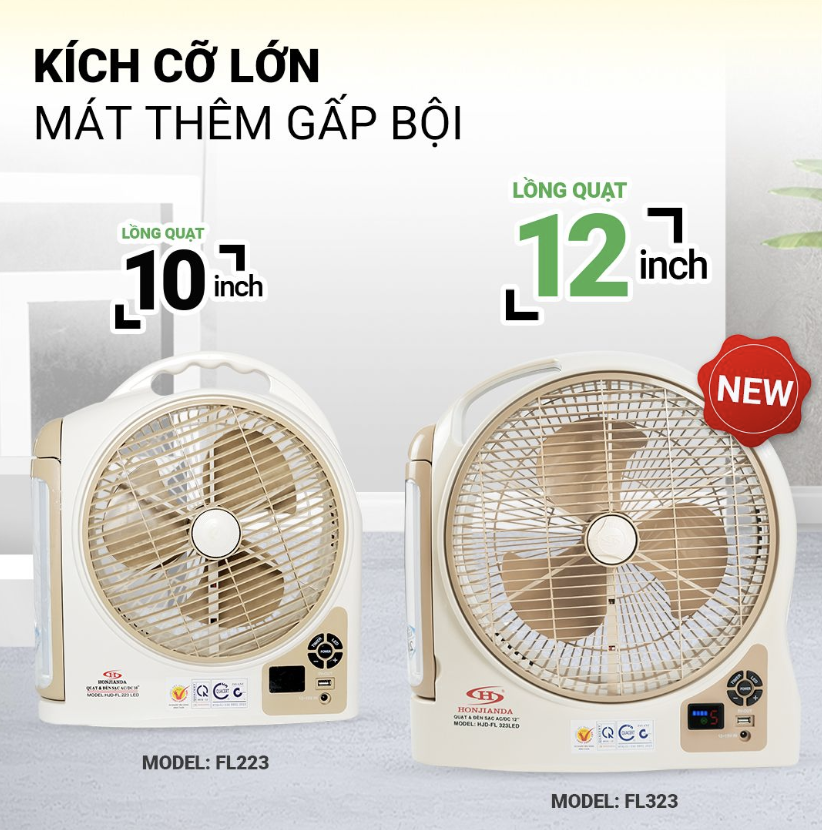 Quạt sạc Honjianda HJD-FL323 LED 1B