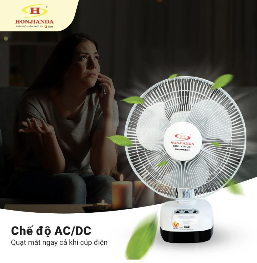 Quạt sạc Honjianda HJD-FL301 LED 2B