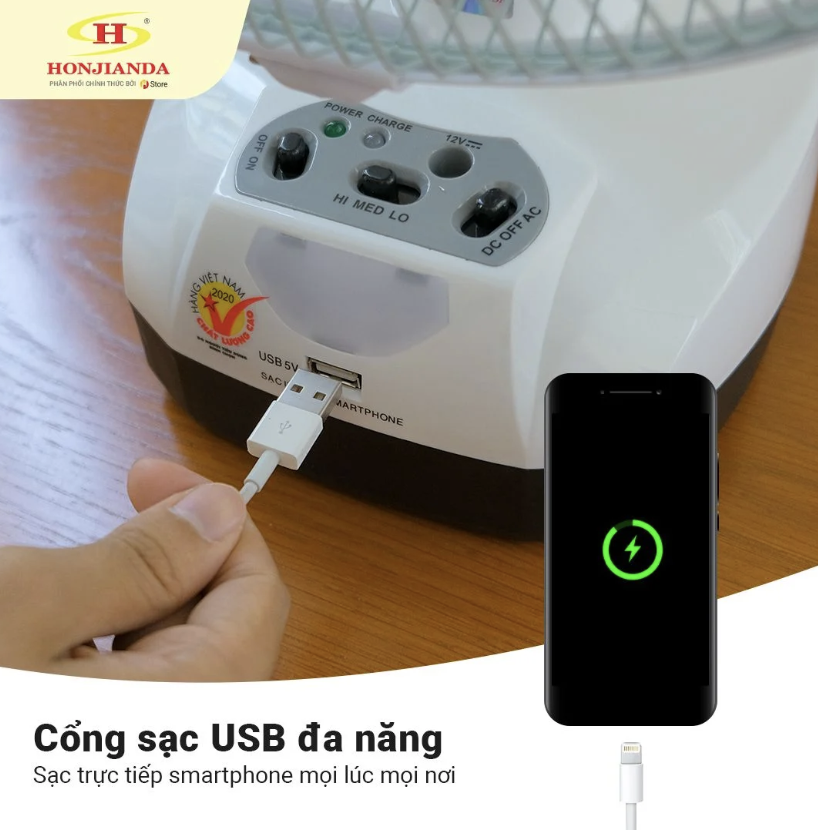 Quạt sạc Honjianda HJD-FL301 LED 2B