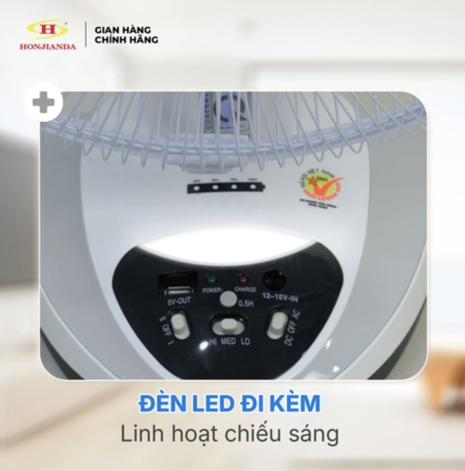 Quạt sạc tích điện để bàn Honjianda HJD-FL314 2B
